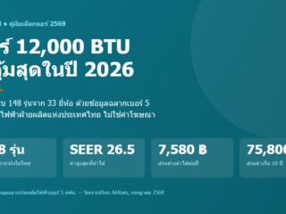 แอร์ 12000 BTU ที่คุ้มสุดในปี 2026 เทียบครบ 148 รุ่นด้วยข้อมูล กฟผ.